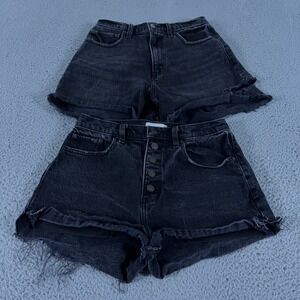 LOT OF 2 Abercrombie & Fitch Shorts Women 28/6 High Rise Mom Dad Curve Love Jean
